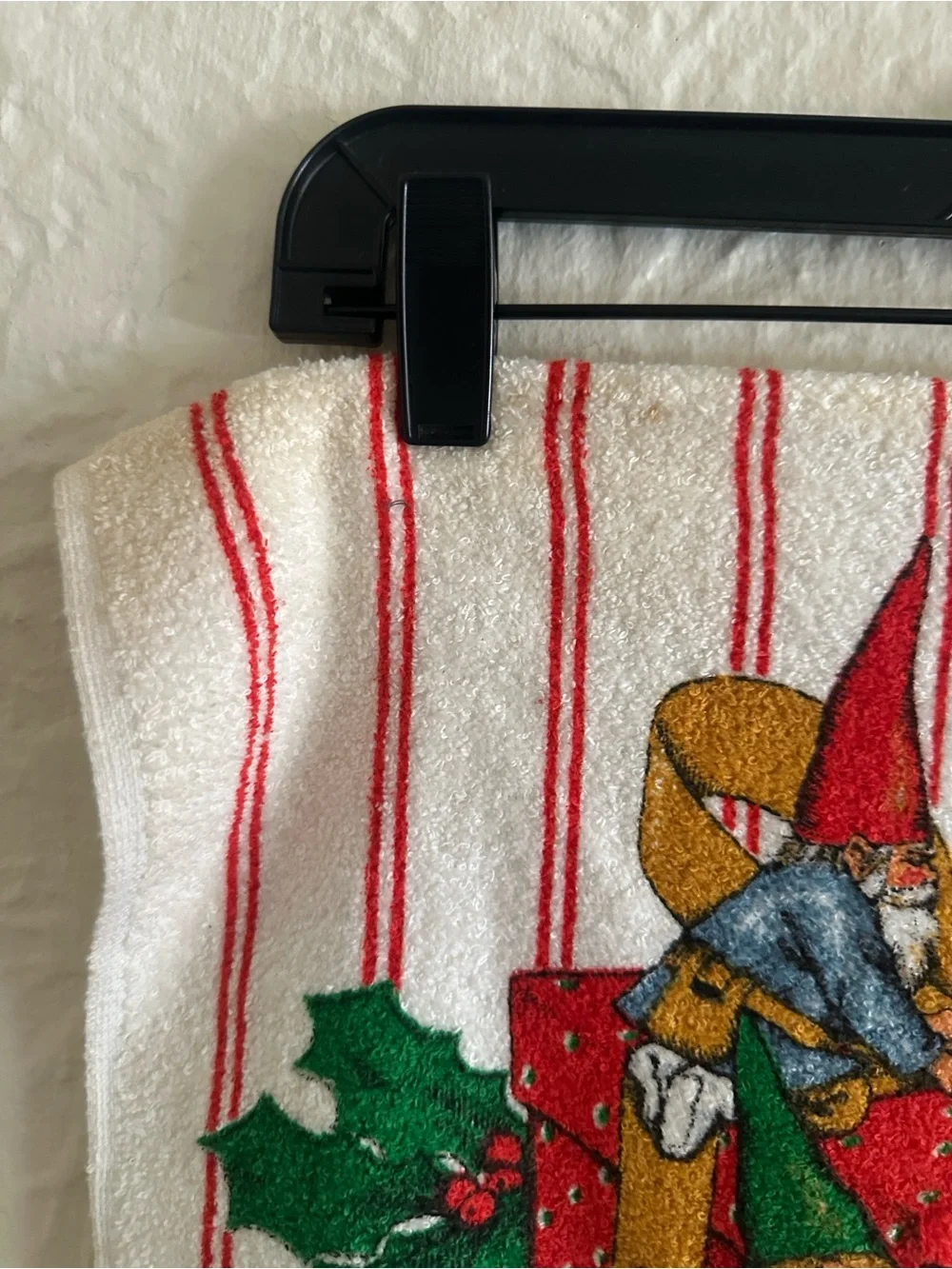 Vintage Unieboek Christmas Gnome Towels Set 2 NWT Deadstock Discoloration
